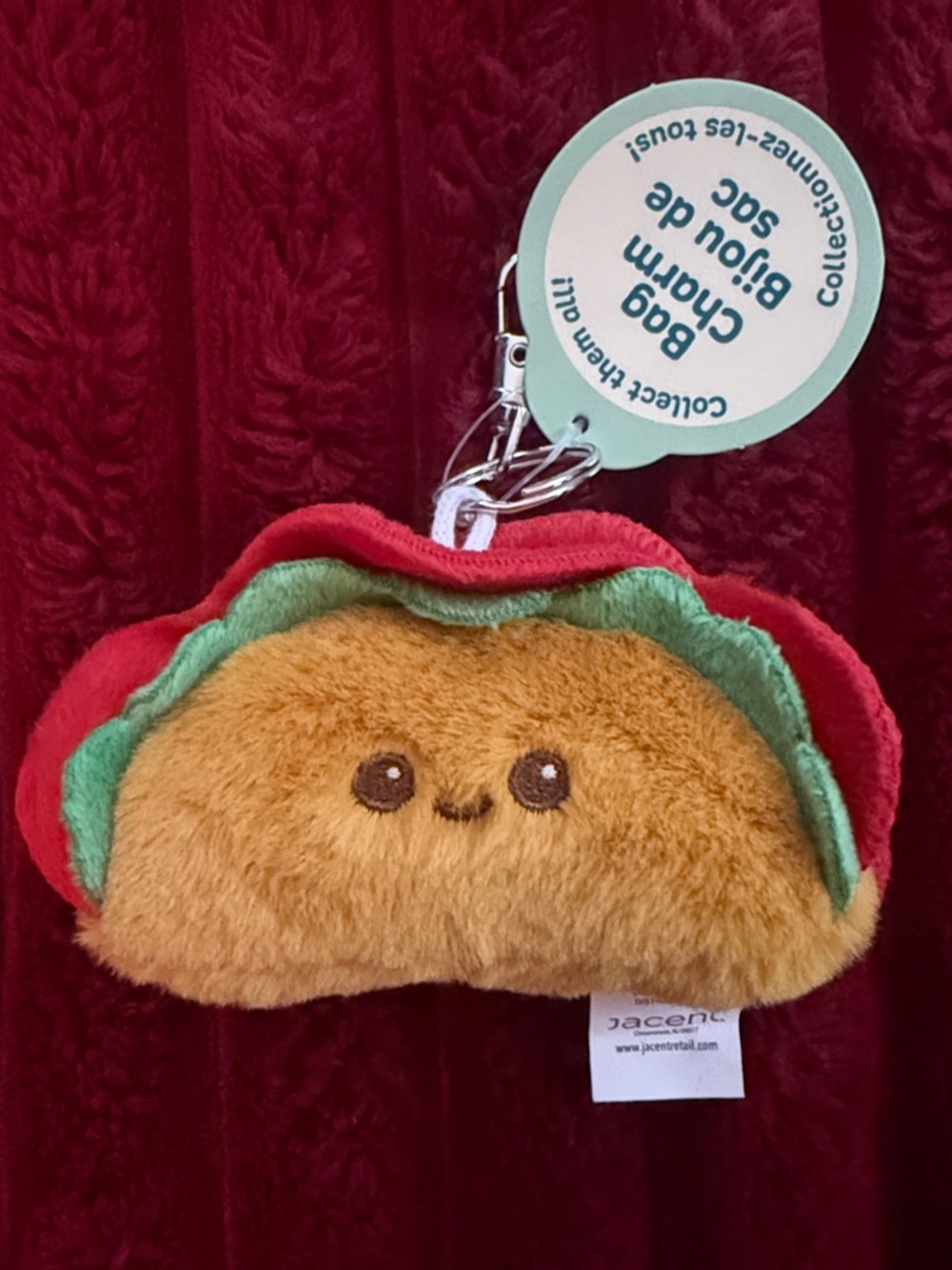 Plush Taco Keychain - Orange Soft Stuffed Toy with Green & Red Accents